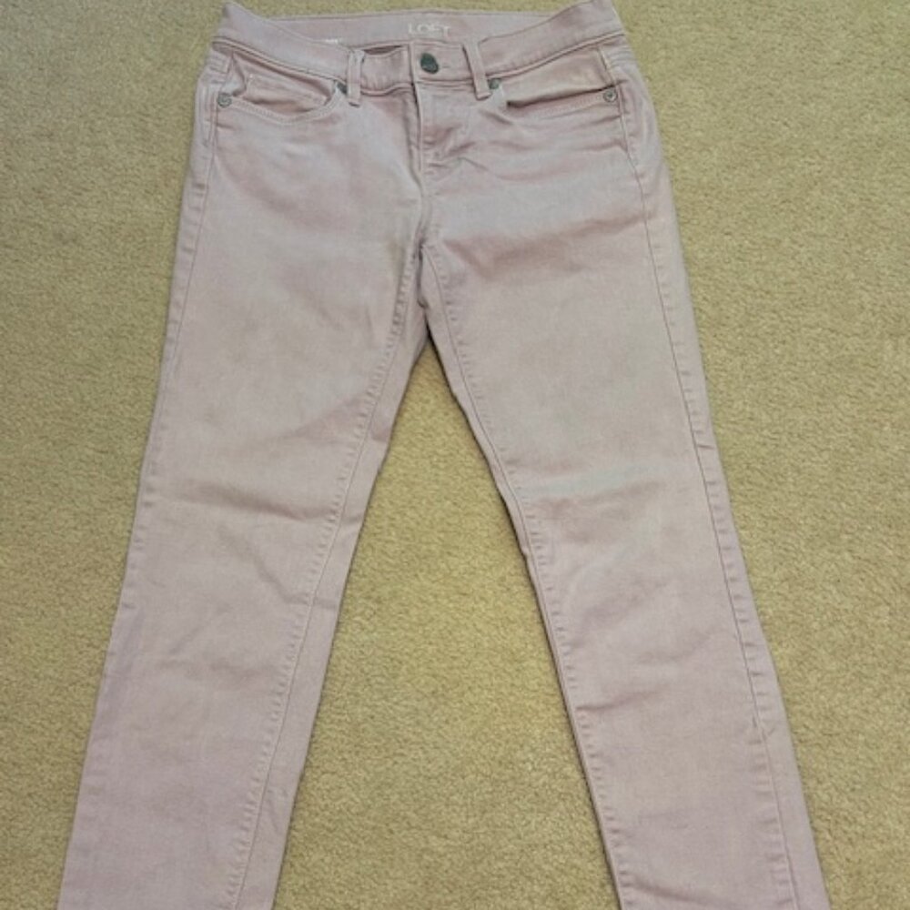 LOFT Women's Soft Pale Pink Denim Skinny Jeans